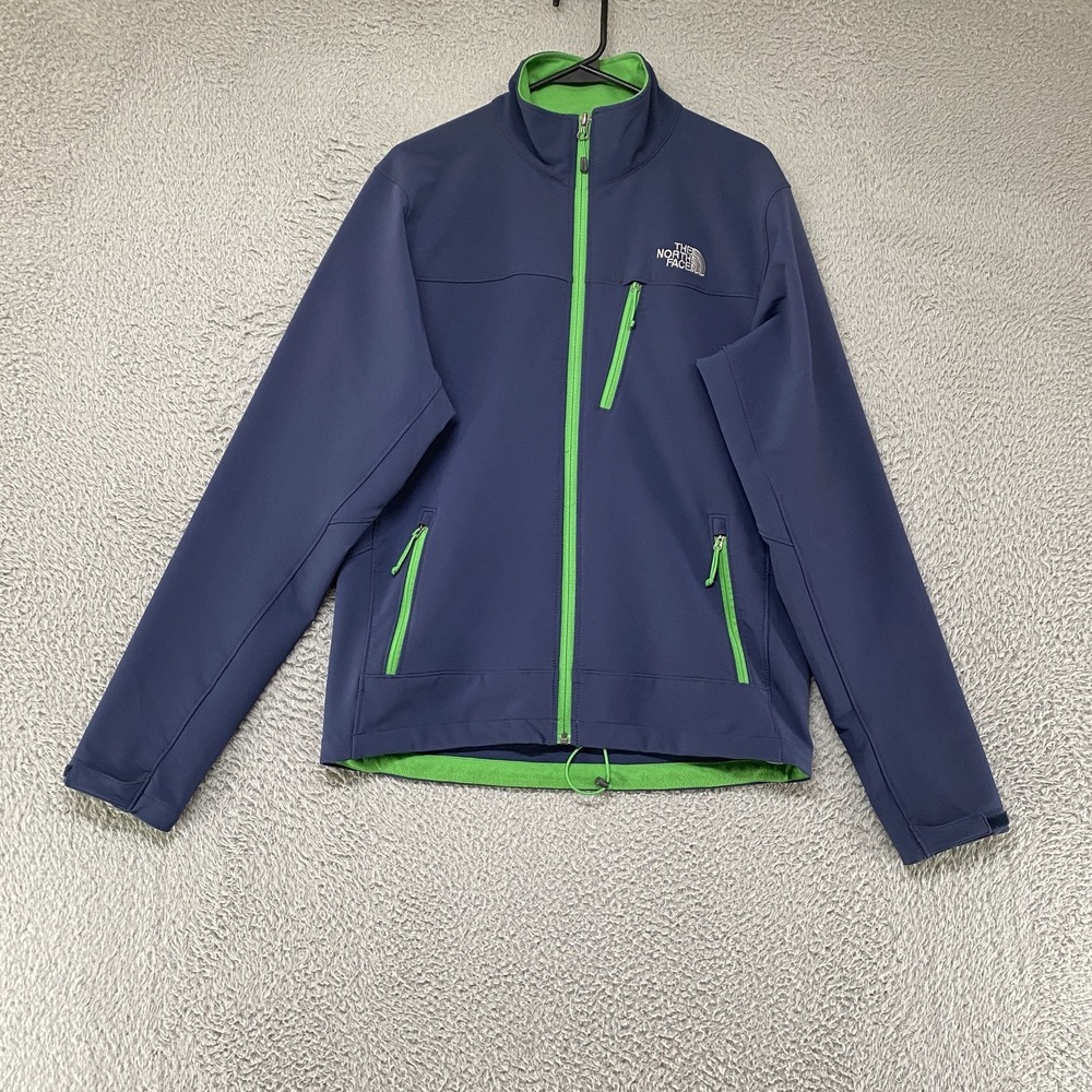 The North Face Softshell Jacket Mens Small Blue Green Full Zip Hiking Outdoor
